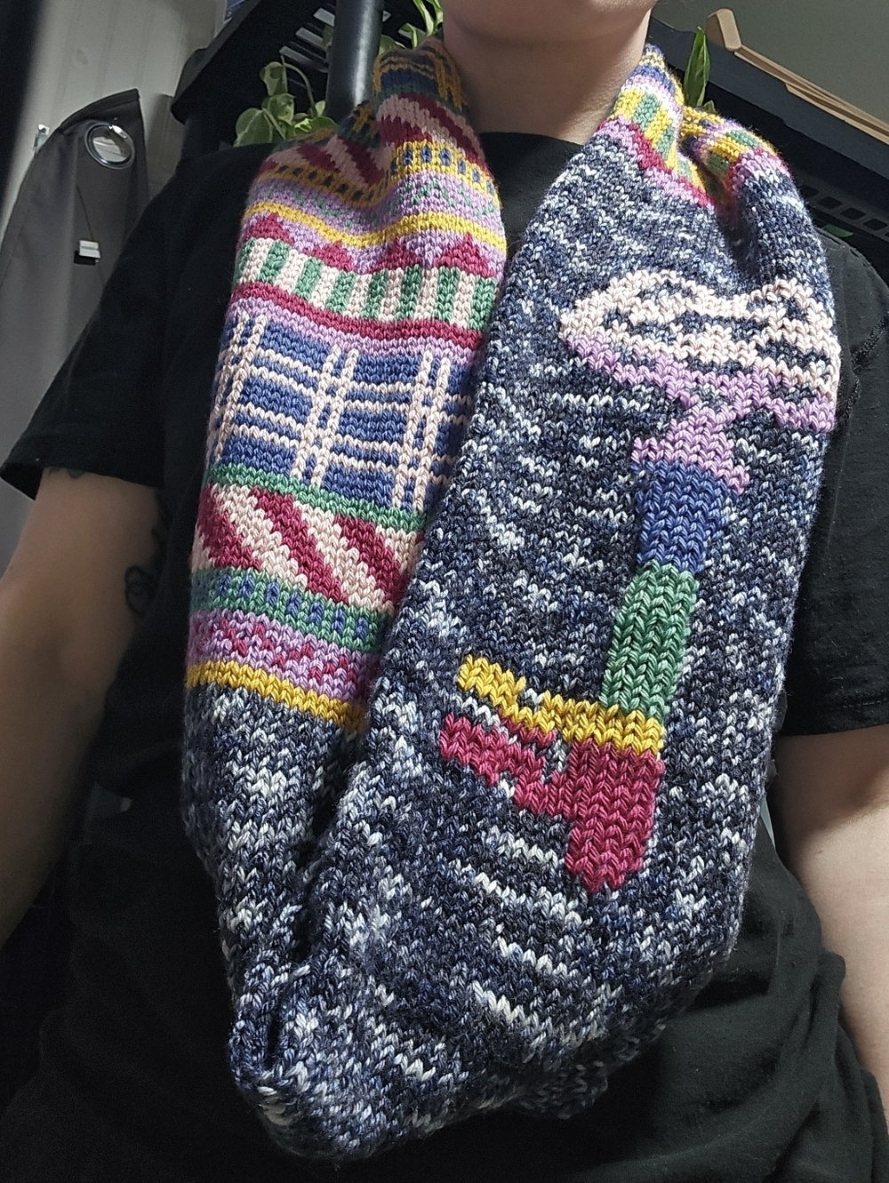Curiosity Key Infinity Scarf Hand Knit One Of A Kind OOAK